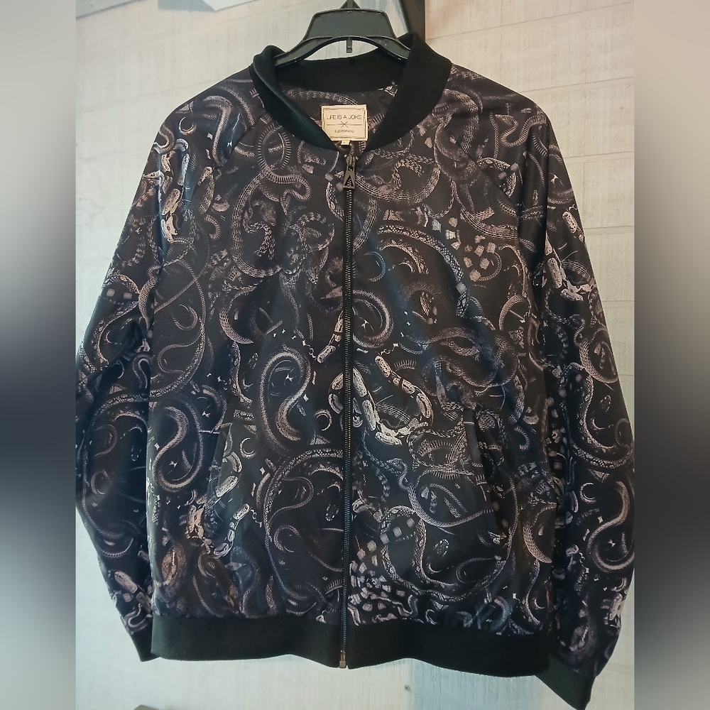 Eleven Paris "Life Is A Joke" Size L Snakeprint Bomber Jacket FF#332